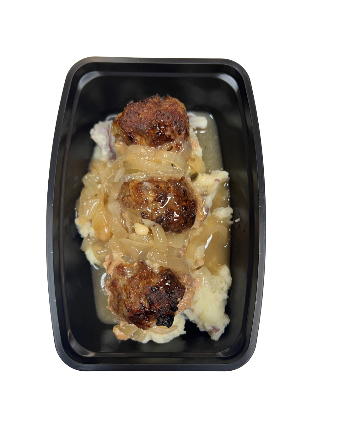 Monthly Special: French Onion Meatballs & Mashed Potatoes